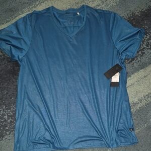 Mens Guess Moroccan Blue V-Neck Tee
